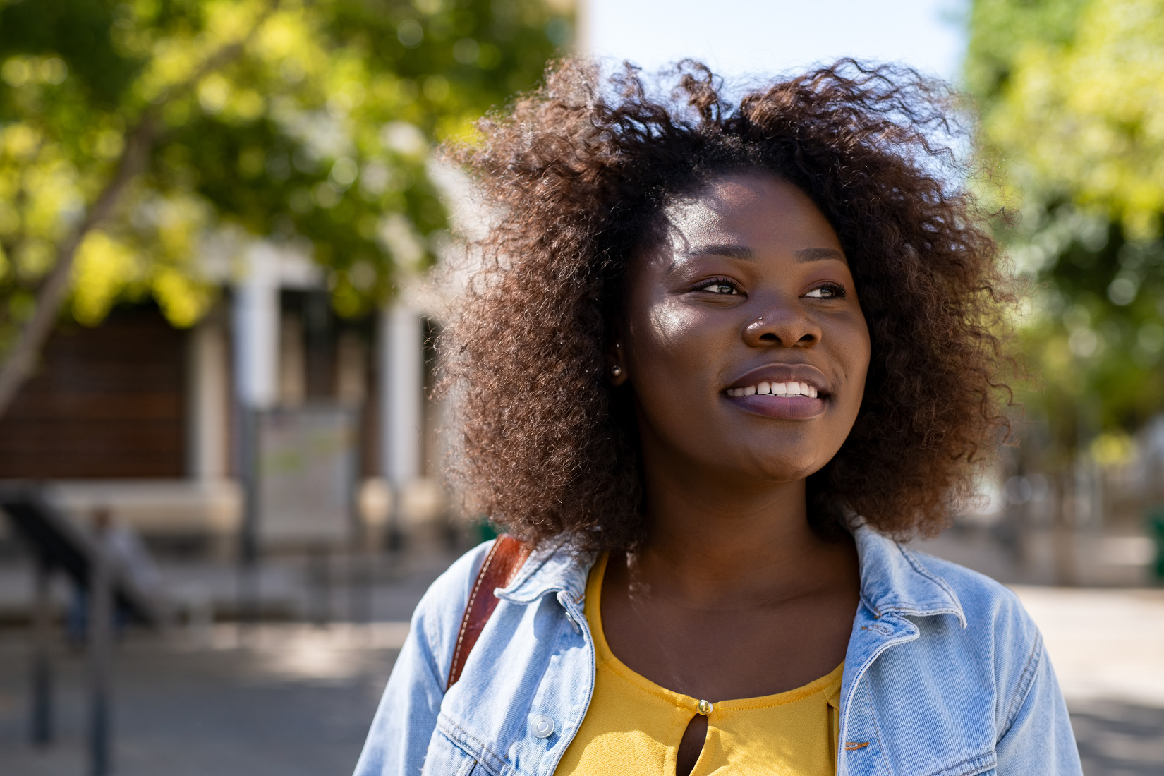 Happy Black Woman Outdoors