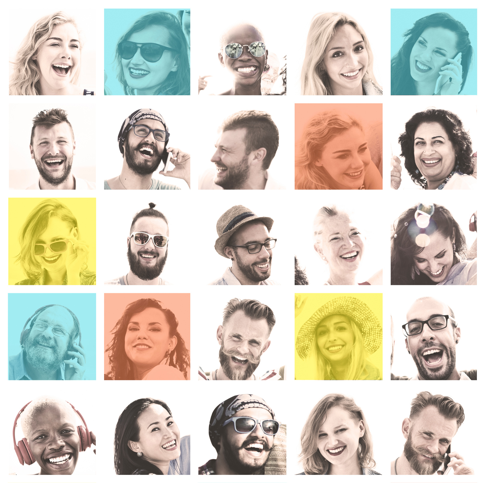 People Set of Faces Diversity Human Face Concept